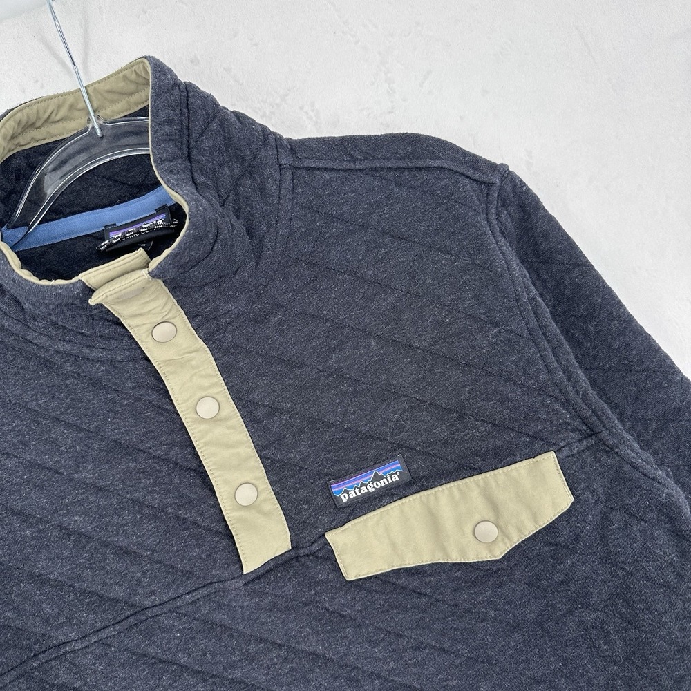 Patagonia Organic Cotton Quilt Snap-T Pullover Men's Size Small Deep Gray Black - Picture 1 of 8
